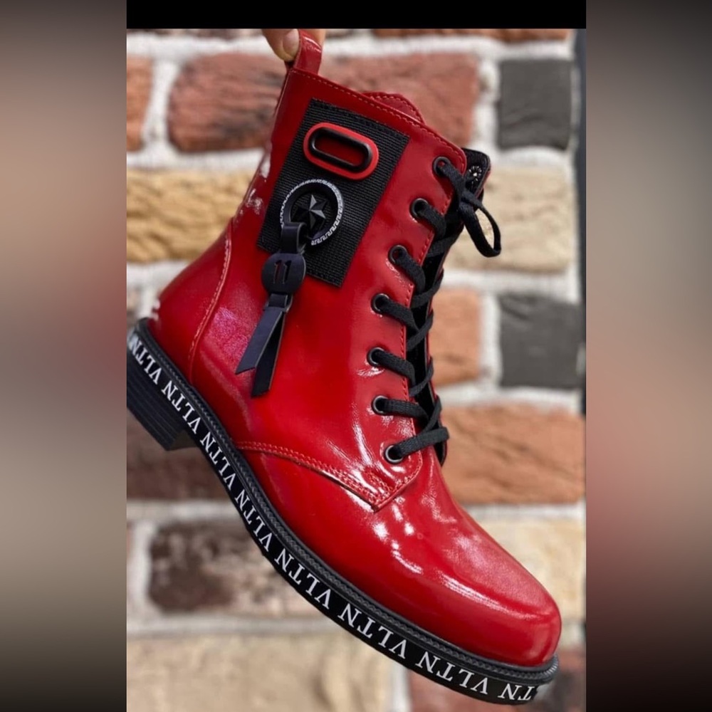 Stylish Red Ankle Boots 100% leather
